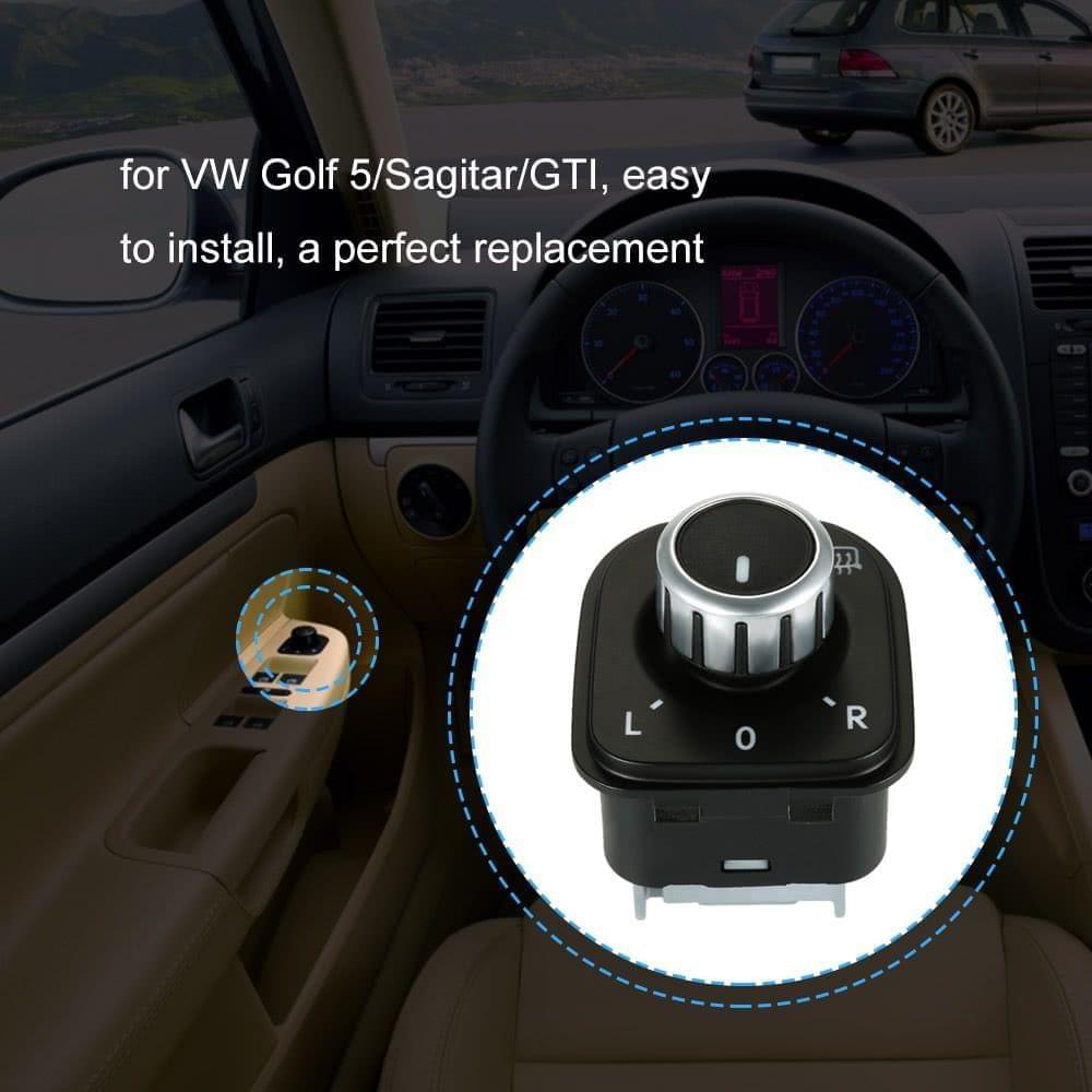 Car Side View Mirror Rear View Mirror Switch Adjust Plating Control Knob with Heat for VW Golf 5/Sagitar/GTI