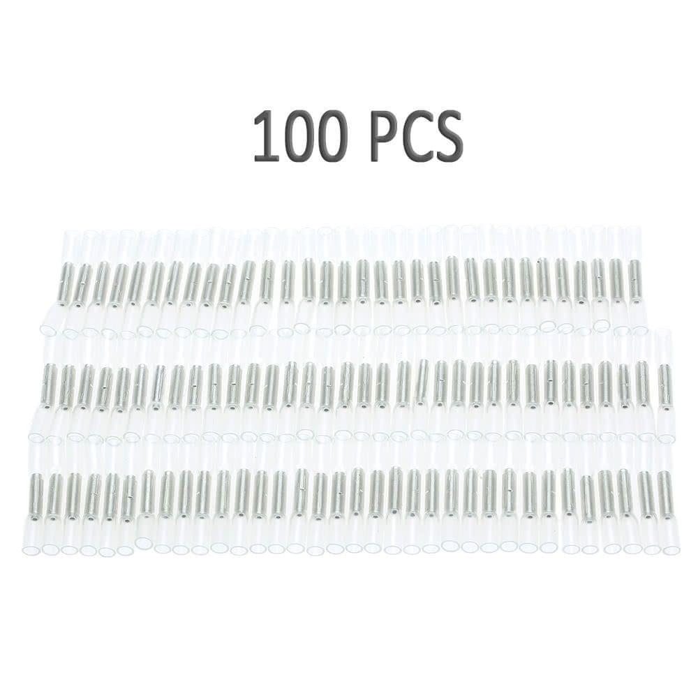 100 PCS 26-24 AWG Insulated Heat Shrink Butt Connectors Waterproof Wire Electrical Crimp Terminals Connect Tube