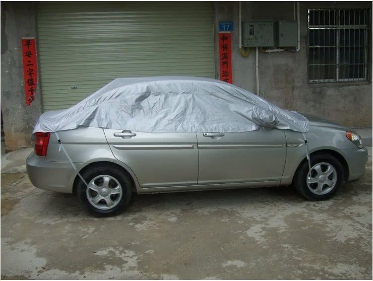 Prevent Heat Cold Sun Rain Snow Car Cover Half PVC Coating Cover Size M  270 * 150cm