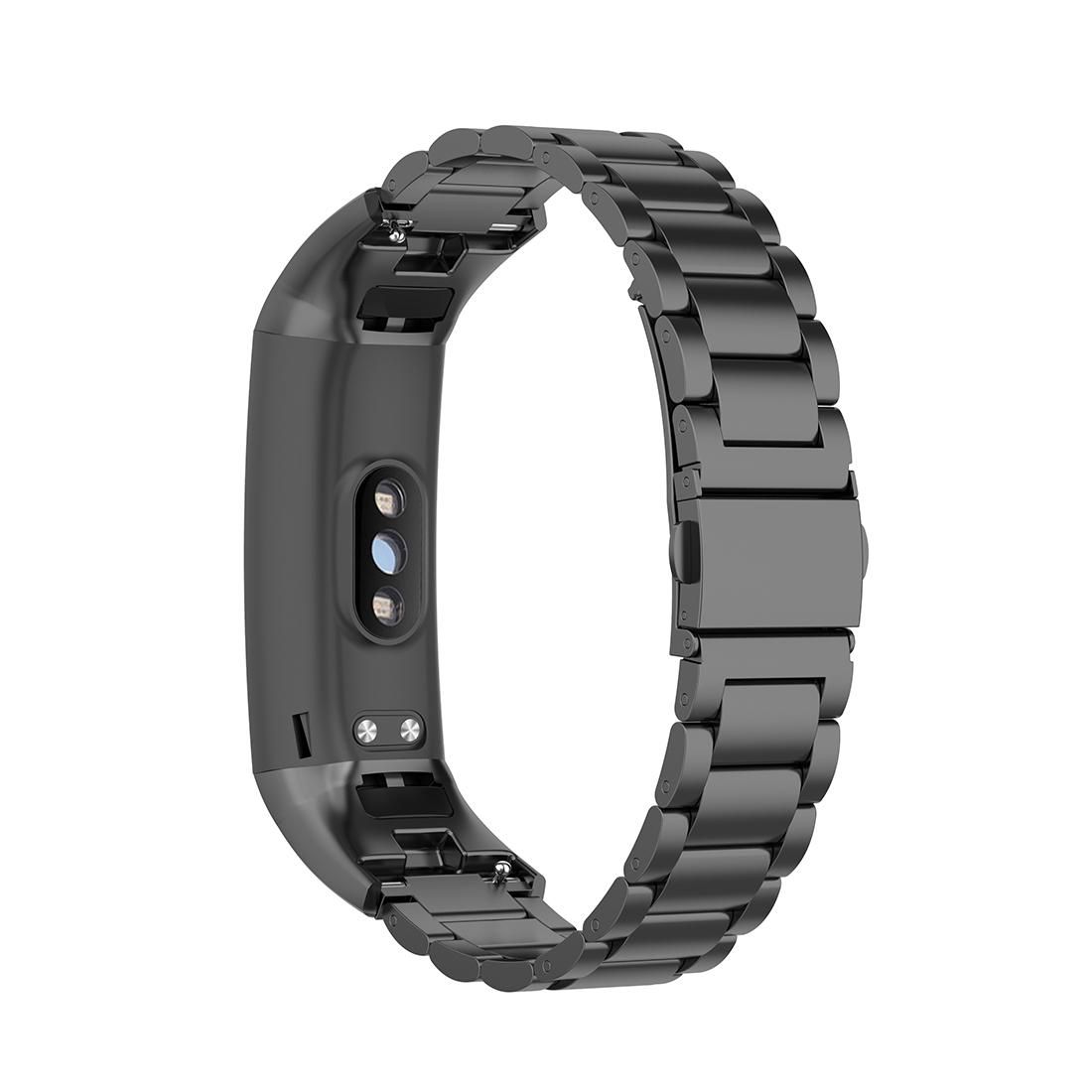 For Huawei Honor Band 4  / Honor Band 5  Three Beads Steel Wrist Strap Watchband (Black)