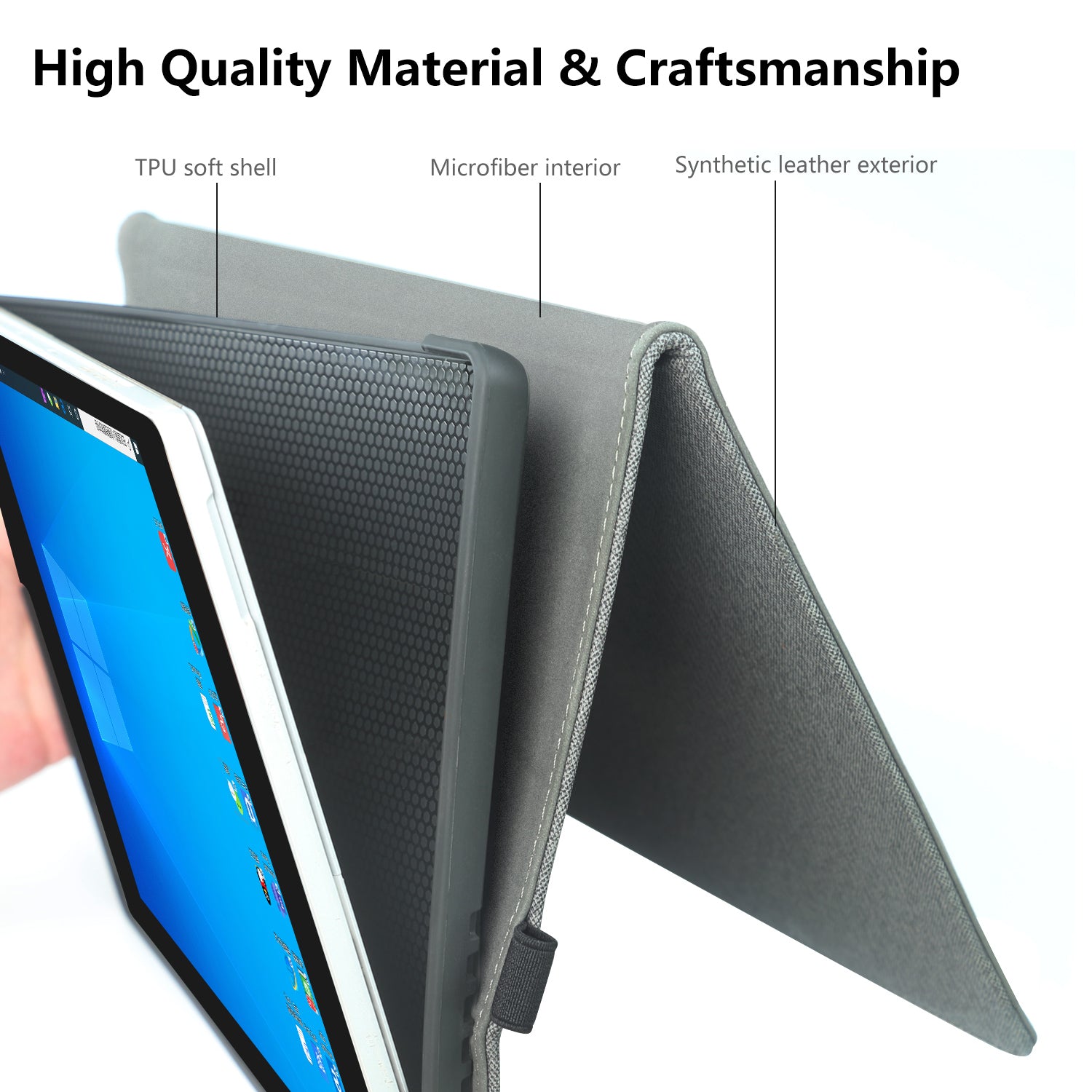 Uniqkart for Microsoft Surface Pro 9 Microfiber Leather Tablet Case Flip Stand Protective Cover with Pen Holder