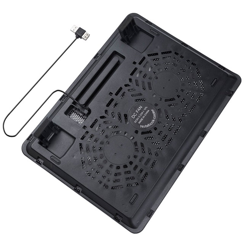 N139 Height Adjustable Laptop Cooling Stand Desktop Notebook Dual Fan Cooler Pad with LED Light