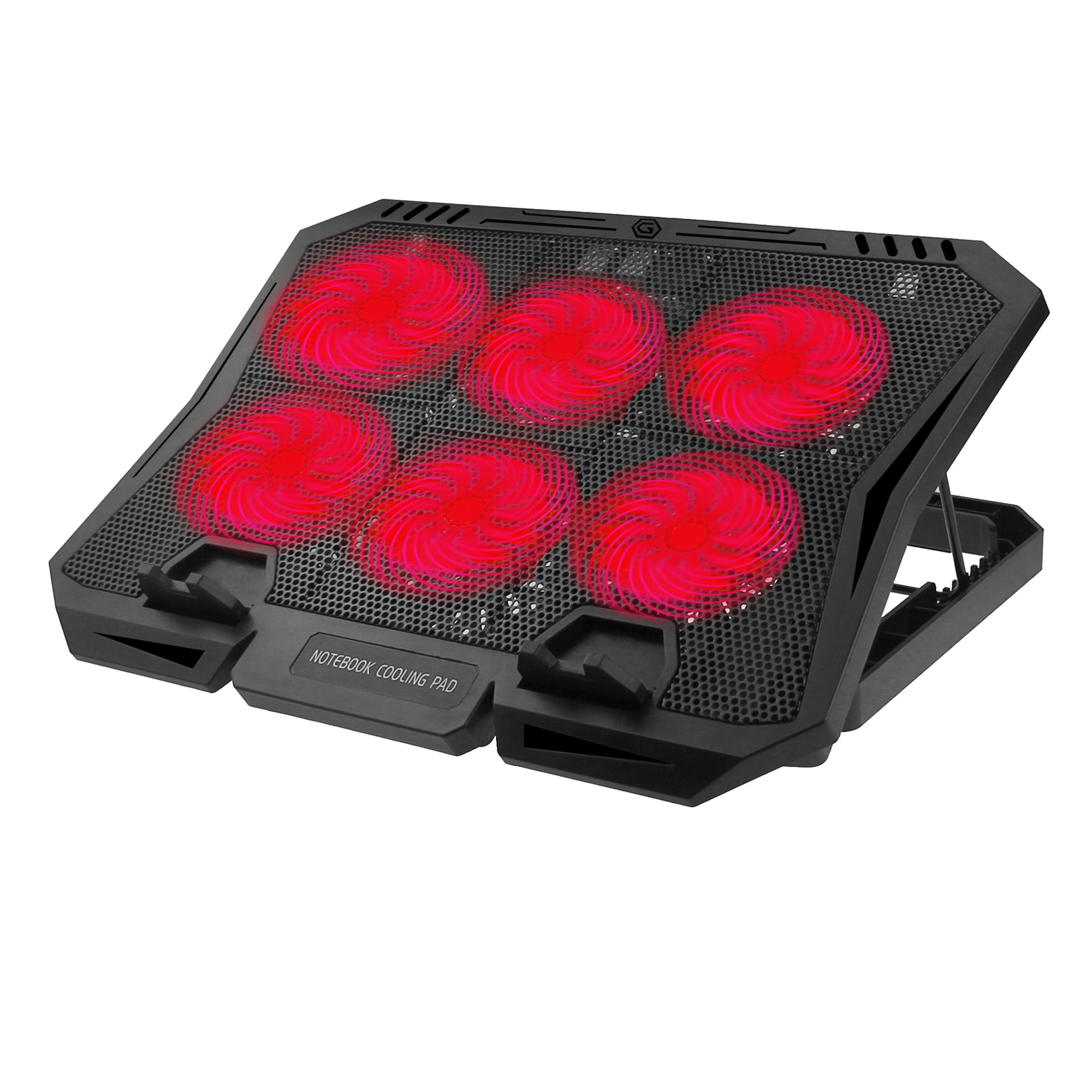 X6B 7-Gear Height 6-Fan Laptop Cooling Stand Adjustable Wind Speed Notebook Cooler - Red Light