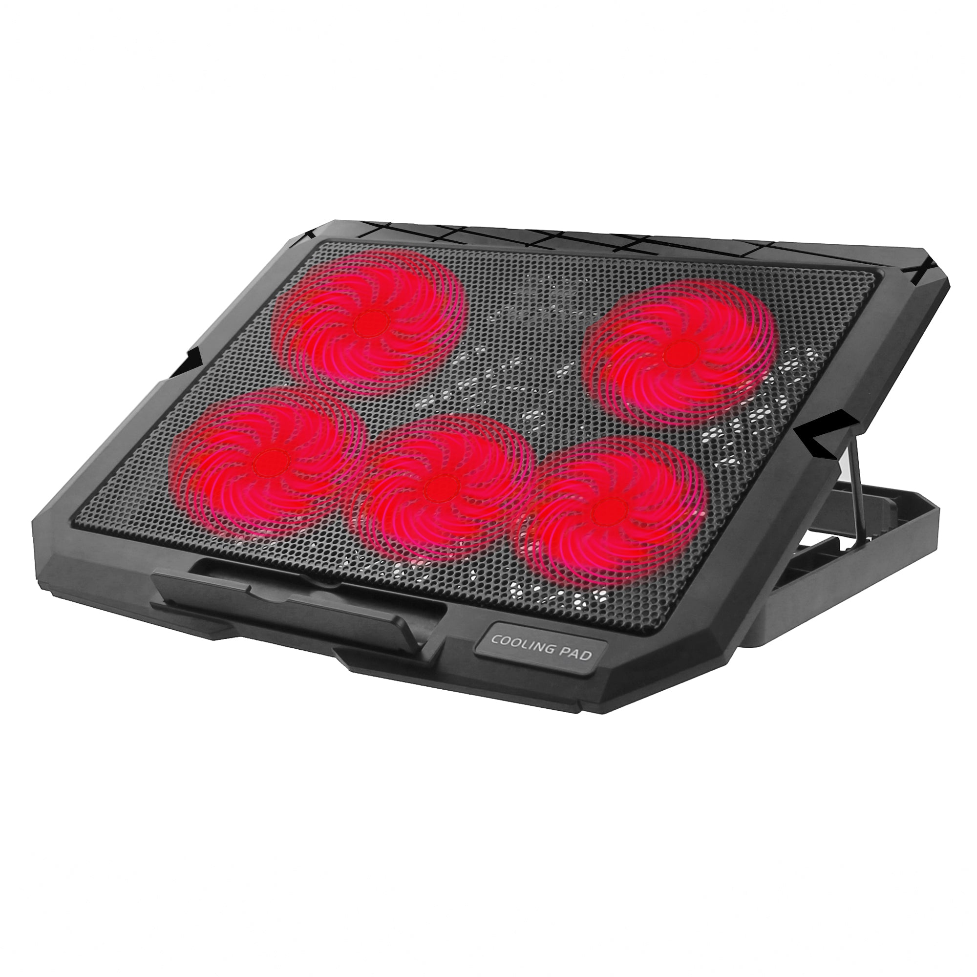X5 Mute 5-Fan Laptop Cooling Stand Adjustable Wind Speed 7-Gear Height Notebook Cooler - Red Light