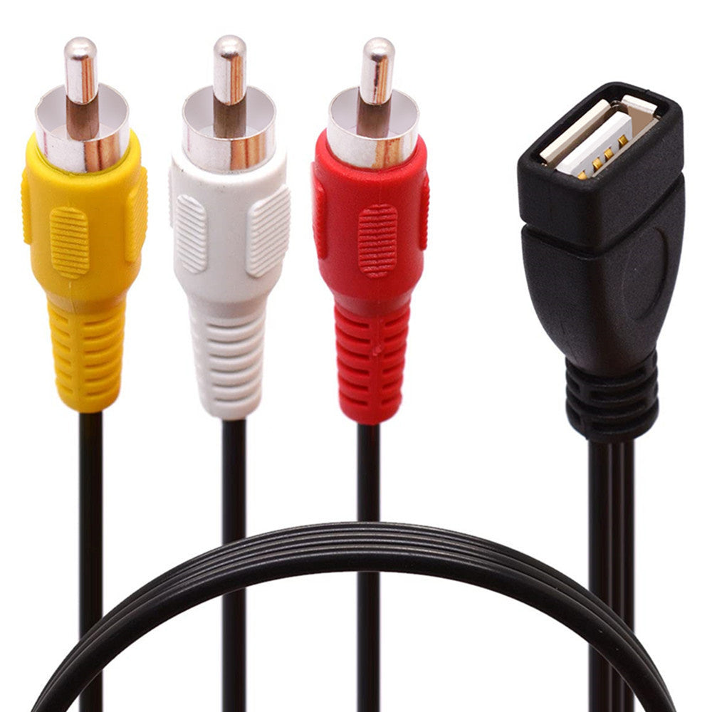 Uniqkart 1.5m USB to 3 RCA Female to Male Splitter Cable Audio Video AV Composite Adapter Cord
