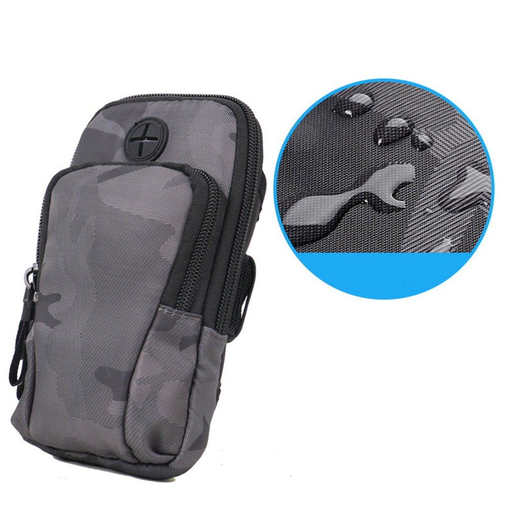 Uniqkart Fashion Camouflage Waterproof Sports Arm Bag Adjustable Armband Phone Storage Bag - Black