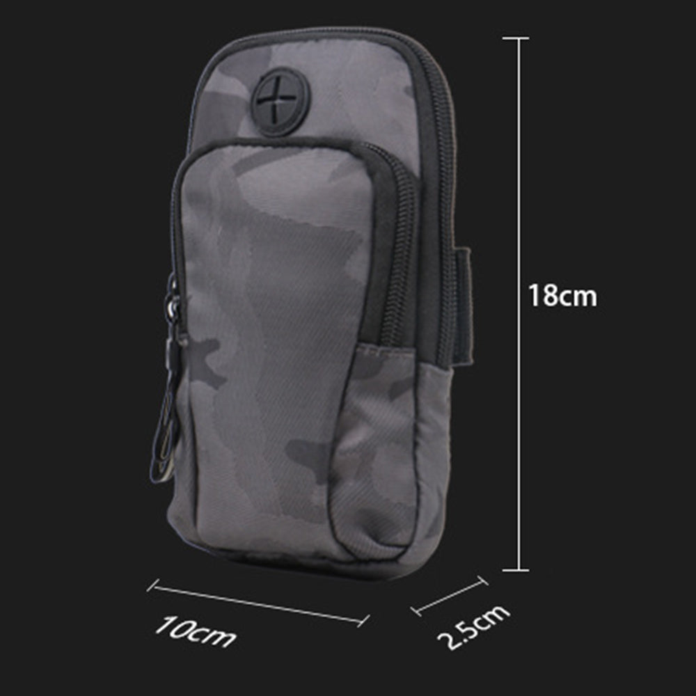 Uniqkart Fashion Camouflage Waterproof Sports Arm Bag Adjustable Armband Phone Storage Bag - Brown