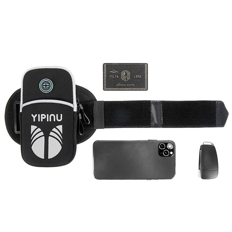 Uniqkart Stylish Reflective Waterproof Sports Running Arm Bag Adjustable Armband Phone Storage Pouch - Black