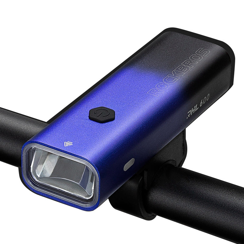 Rockbros RHL600 Super Bright Bike Headlight Night Safety Bicycle Front Light Flashlight USB Rechargeable IPX6 Waterproof Torch - Gradient Blue