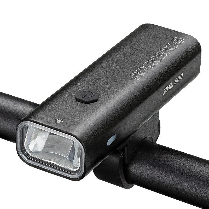 Rockbros RHL600 Super Bright Bike Headlight Night Safety Bicycle Front Light Flashlight USB Rechargeable IPX6 Waterproof Torch - Black