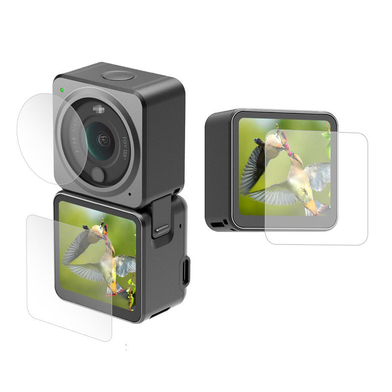 Uniqkart FLW159 Tempered Glass Action Camera Screen Lens Protector Film Set for DJI Action 2