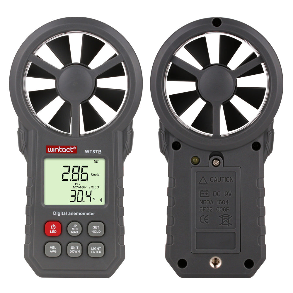 Uniqkart WT87B Digital Anemometer Thermometer Tester Portable Handheld Wind Speed Meter with USB Bluetooth