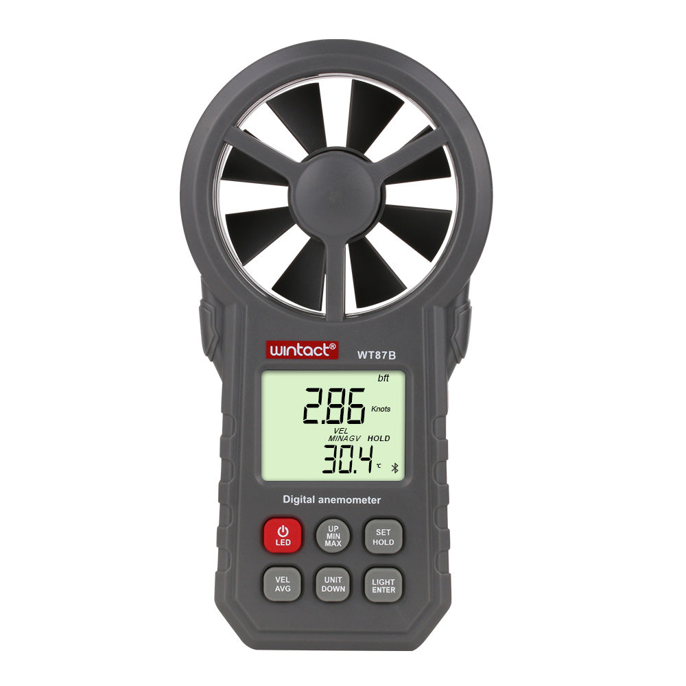 Uniqkart WT87B Digital Anemometer Thermometer Tester Portable Handheld Wind Speed Meter with USB Bluetooth