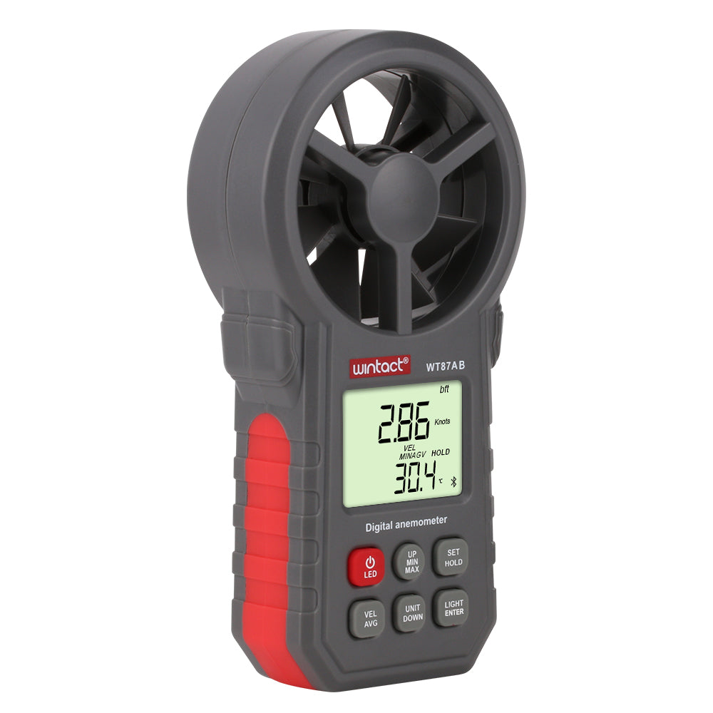 Uniqkart WT87B Digital Anemometer Thermometer Tester Portable Handheld Wind Speed Meter with USB Bluetooth