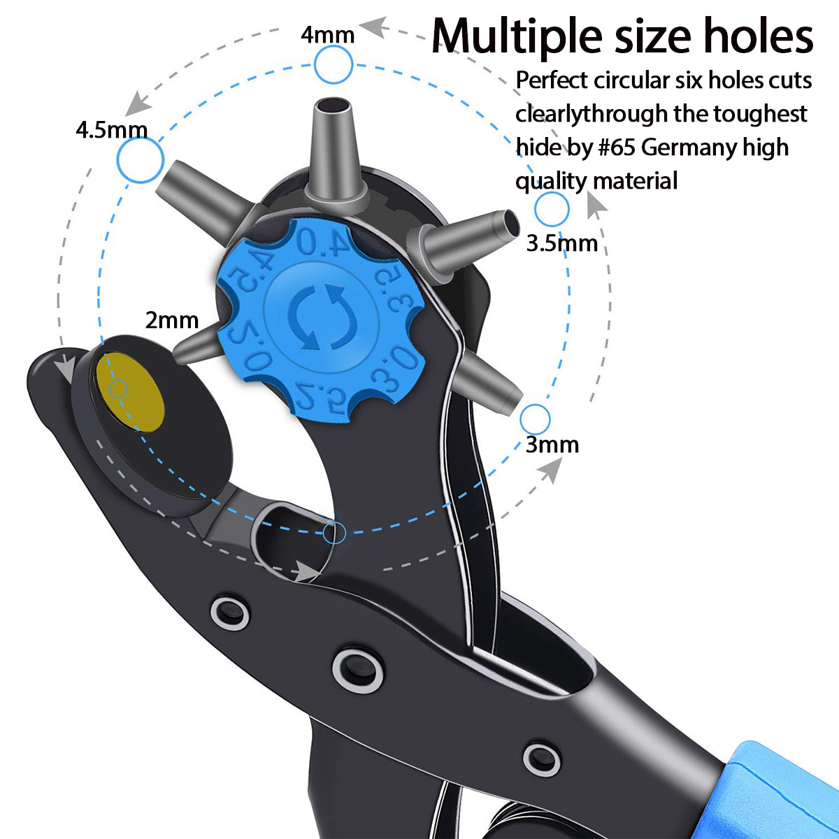 THD Leather Hole Punch Tool Leather Belt Punch Pliers Screwdriver Ruler Grind Rod Leathercraft Tools Set - Blue