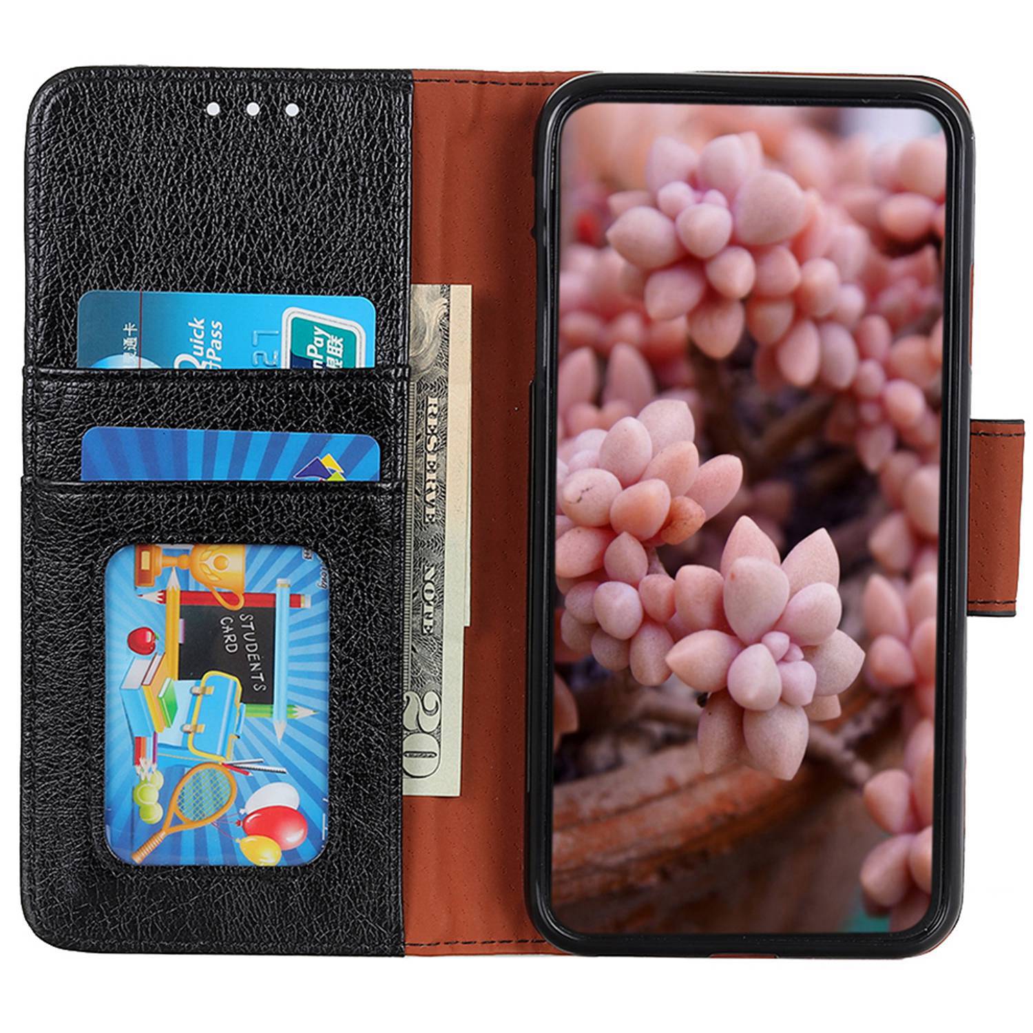 For OnePlus 11 5G Nappa Texture Split Leather Flip Case Stand Wallet Magnetic Clasp Phone Cover - Black