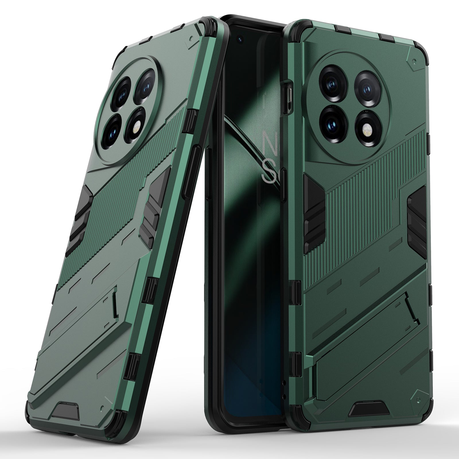 Phone Case for OnePlus 11 5G Kickstand TPU + PC Protective Cell Phone Cover - Green