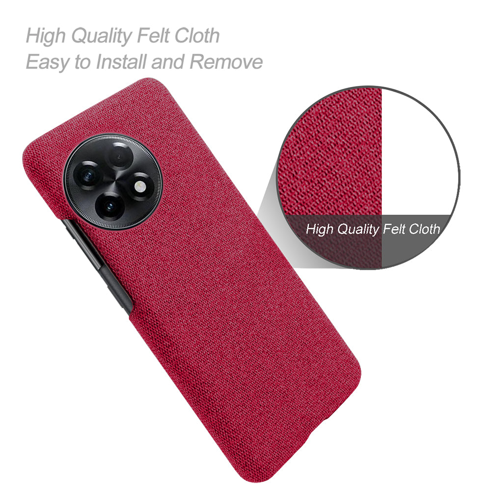 Cloth Texture Smartphone Cover for OnePlus 11R 5G / Ace 2 5G , Solid Color Hard PC+Cloth Anti-scratch Case - Red