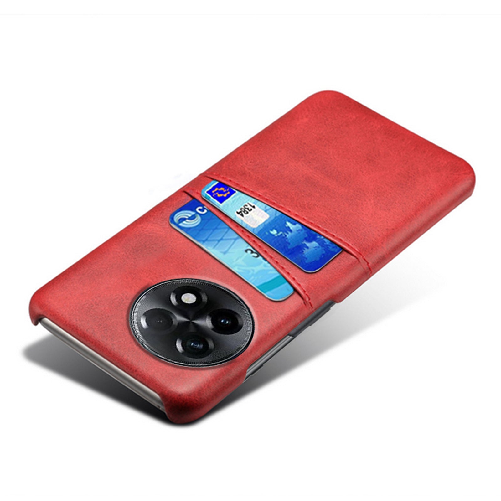 Phone Case for OnePlus Ace 2 5G / 11R 5G , PC+PU Leather Phone Cover Shell with 2 Card Slots - Red