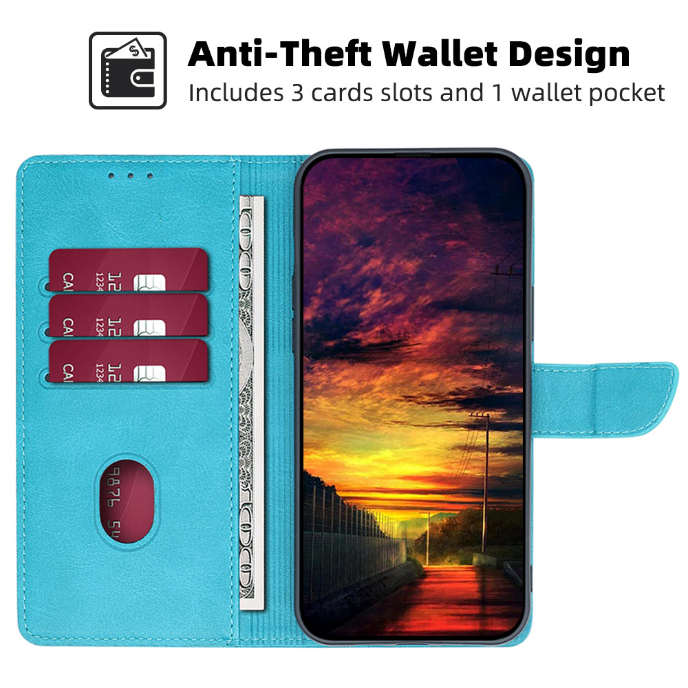 For OnePlus Ace 2 5G / 11R 5G Mobile Phone Cover Calf Texture PU Leather Wallet Stand Protective Case - Baby Blue