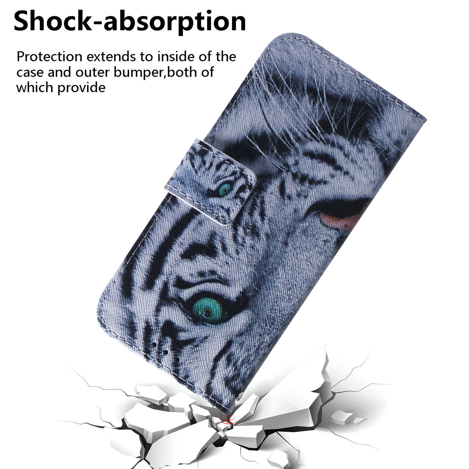 For OnePlus 11 5G Anti-fall PU Leather Phone Case Pattern Printing Stand Flip Wallet Cover with Strap -  Tiger Head