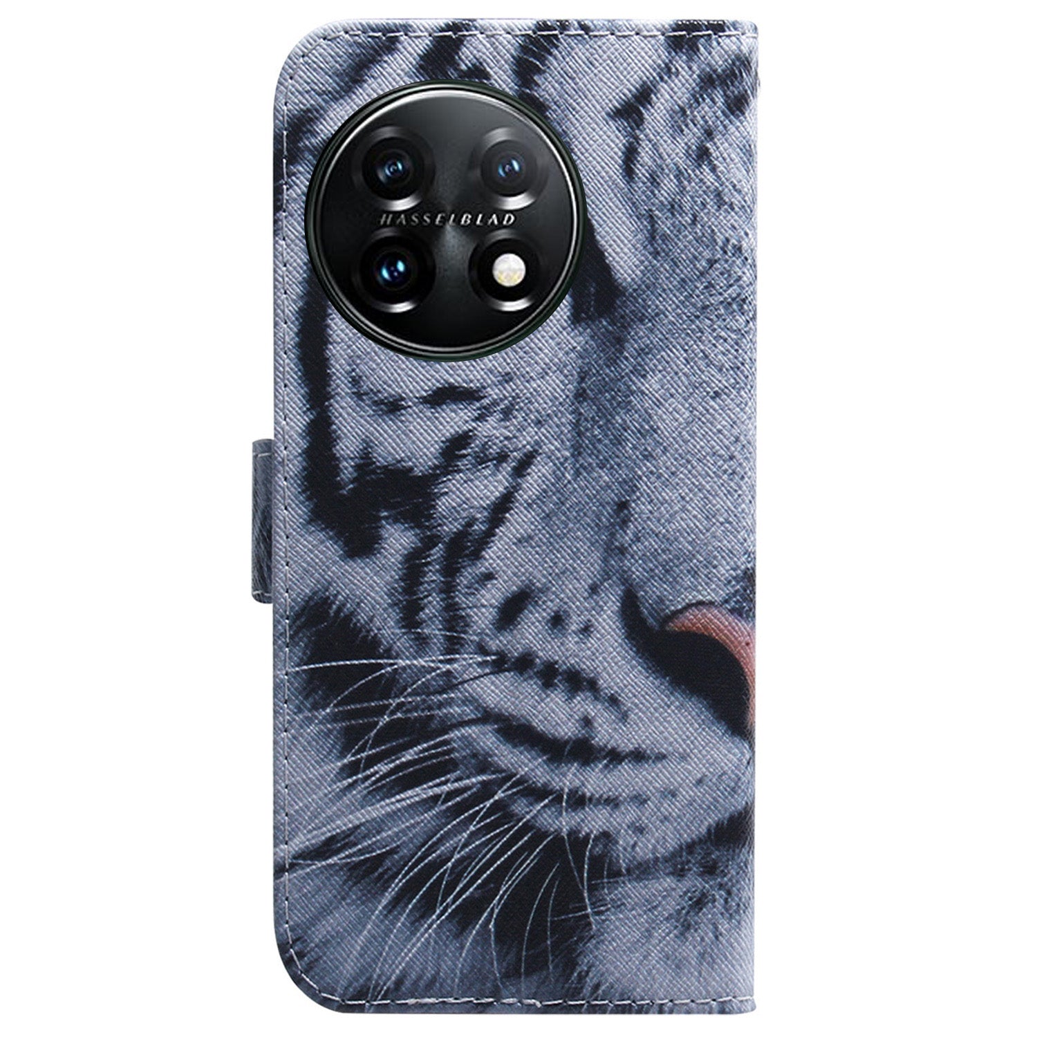 For OnePlus 11 5G Anti-fall PU Leather Phone Case Pattern Printing Stand Flip Wallet Cover with Strap -  Tiger Head