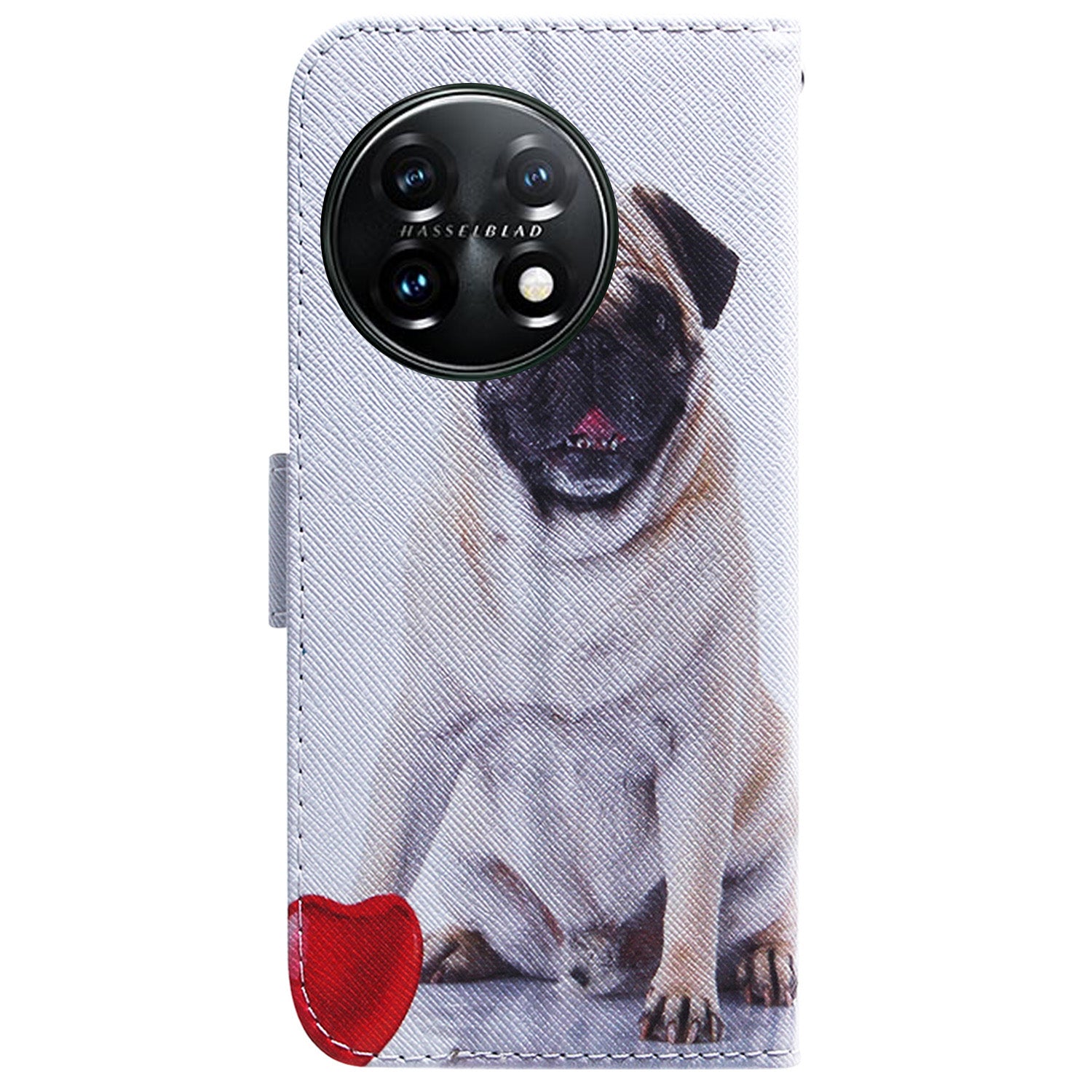 For OnePlus 11 5G Anti-fall PU Leather Phone Case Pattern Printing Stand Flip Wallet Cover with Strap - Pug
