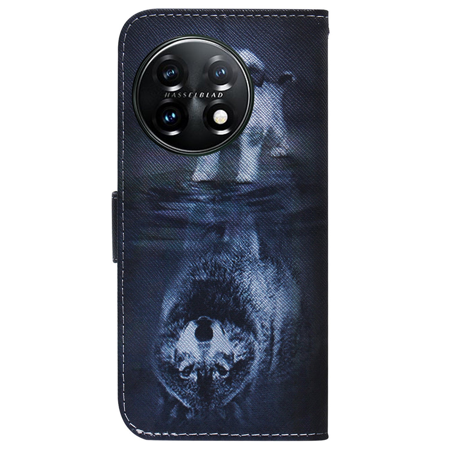 For OnePlus 11 5G Anti-fall PU Leather Phone Case Pattern Printing Stand Flip Wallet Cover with Strap - Dog and Wolf
