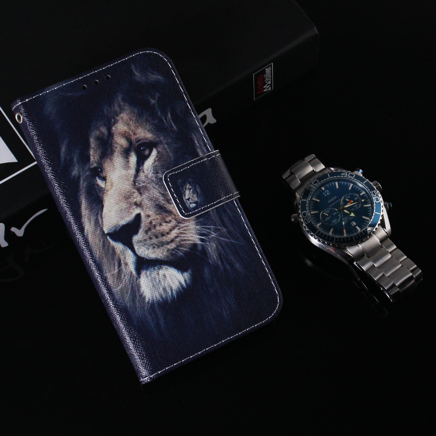 For OnePlus 11 5G Anti-fall PU Leather Phone Case Pattern Printing Stand Flip Wallet Cover with Strap - Lion