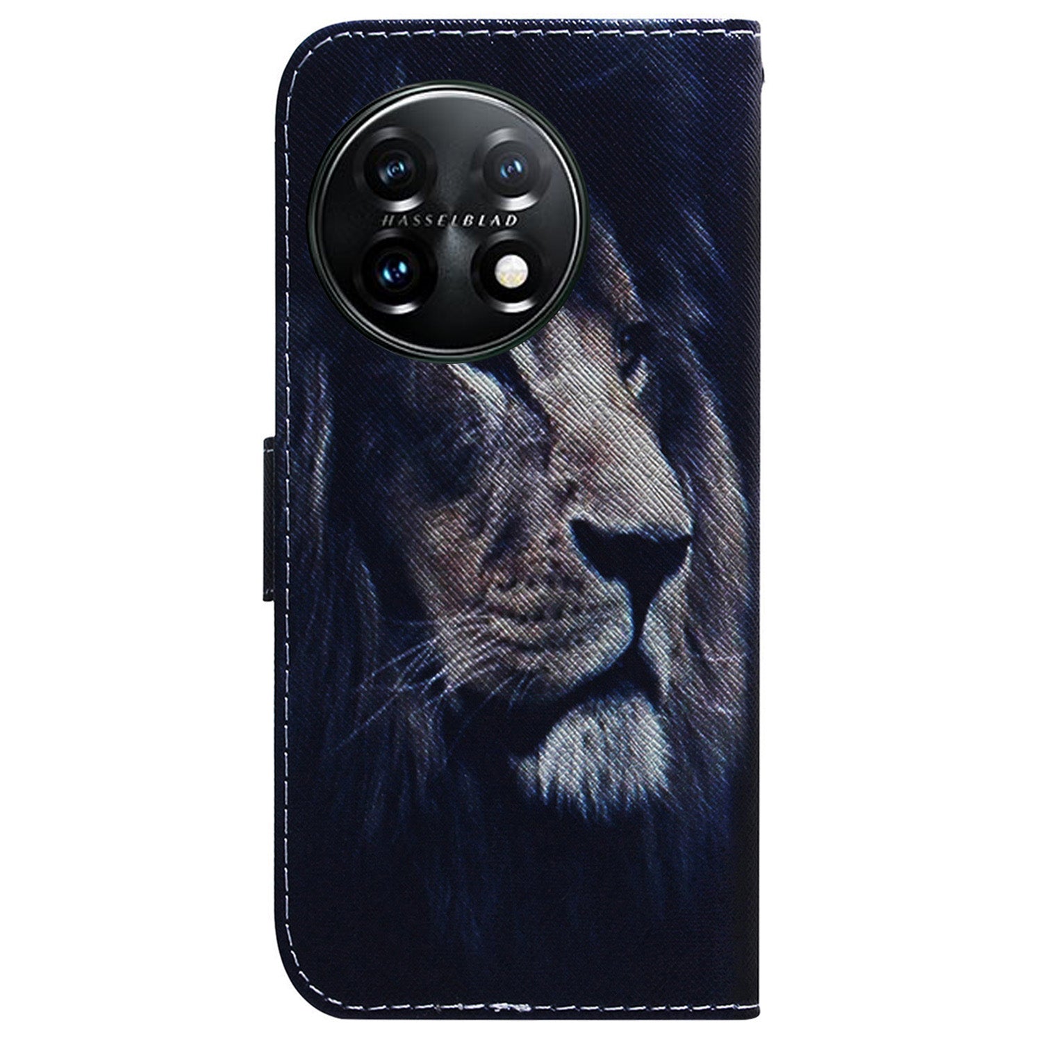 For OnePlus 11 5G Anti-fall PU Leather Phone Case Pattern Printing Stand Flip Wallet Cover with Strap - Lion