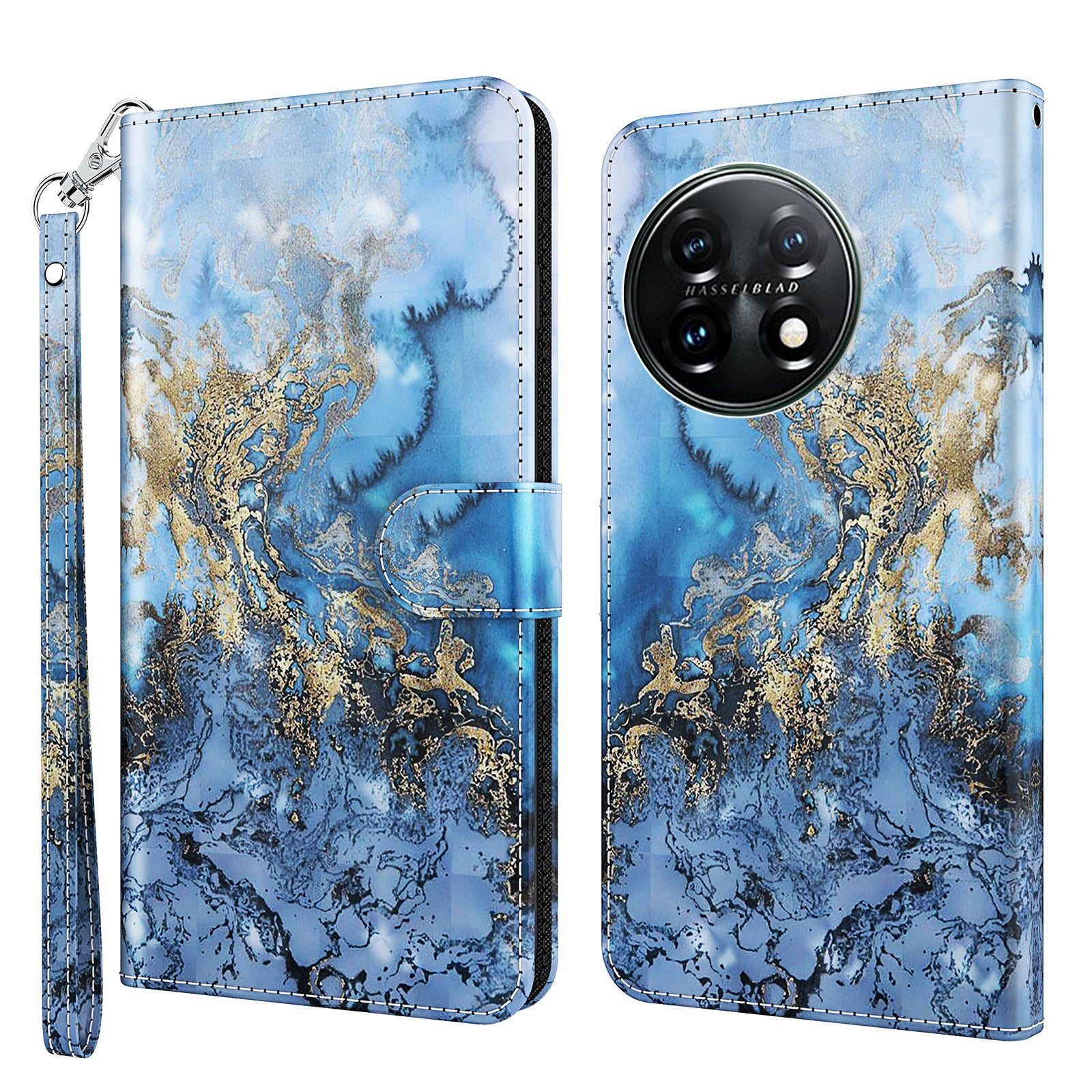 For OnePlus 11 5G PU Leather 3D Pattern Printing Phone Case Flip Wallet Stand Protective Cover - Bauhinia Valley