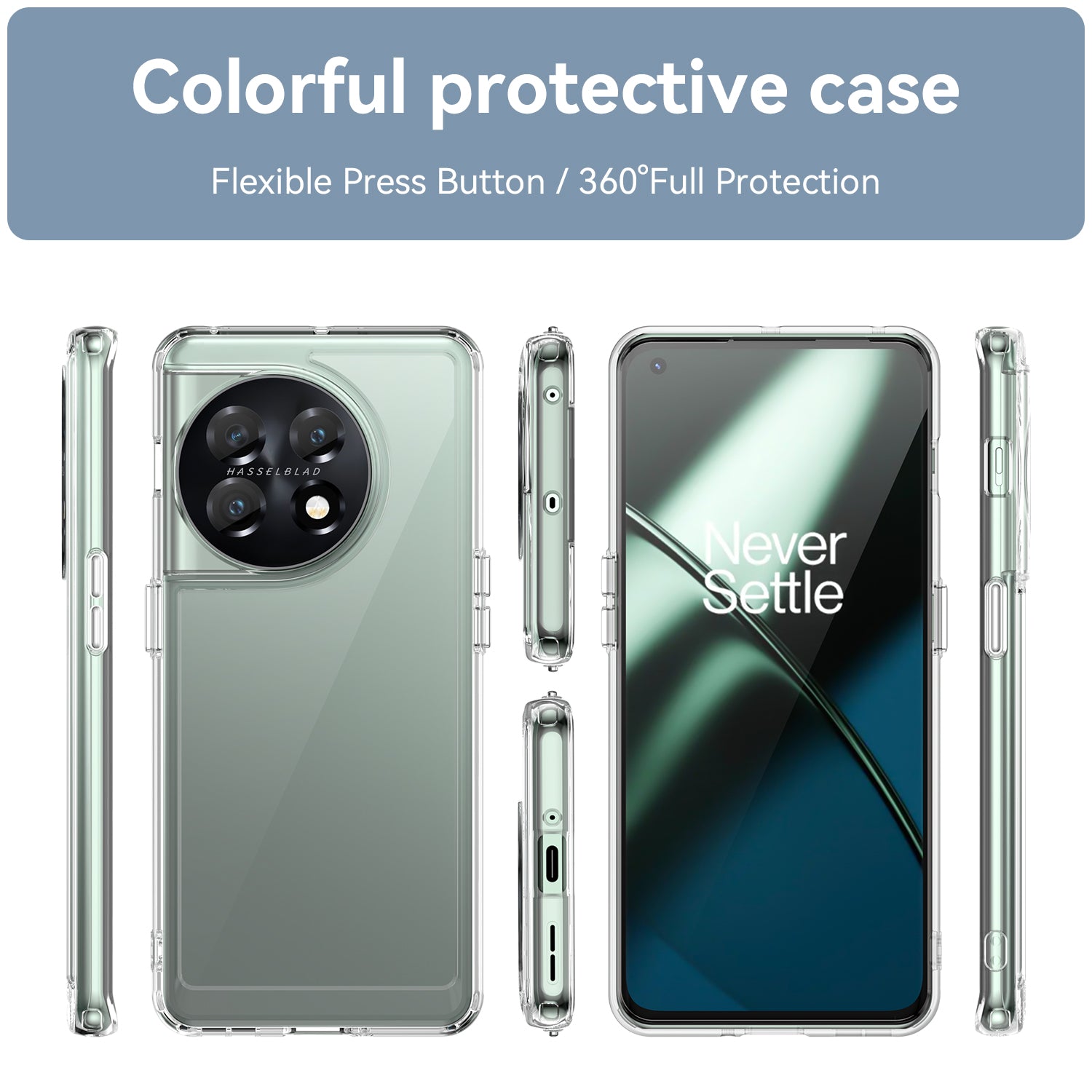 For OnePlus 11 5G Soft TPU Hard Acrylic Phone Case Clear Shockproof Phone Shell Cover -  Transparent
