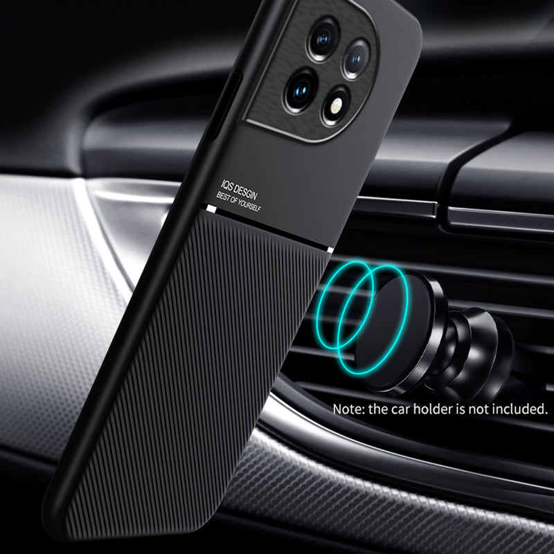 Lines Imprinted Slim Case for OnePlus 11 5G PU Leather TPU Case Anti-Scratch Phone Cover - Black