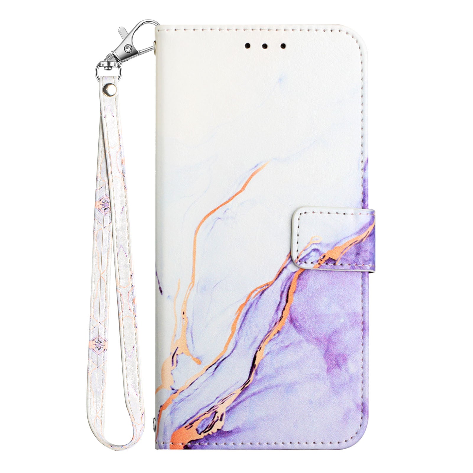 YB Pattern Printing Leather Series-5 For OnePlus 11 5G Marble Pattern Protective Cover Phone Case Wallet - White / Purple 006