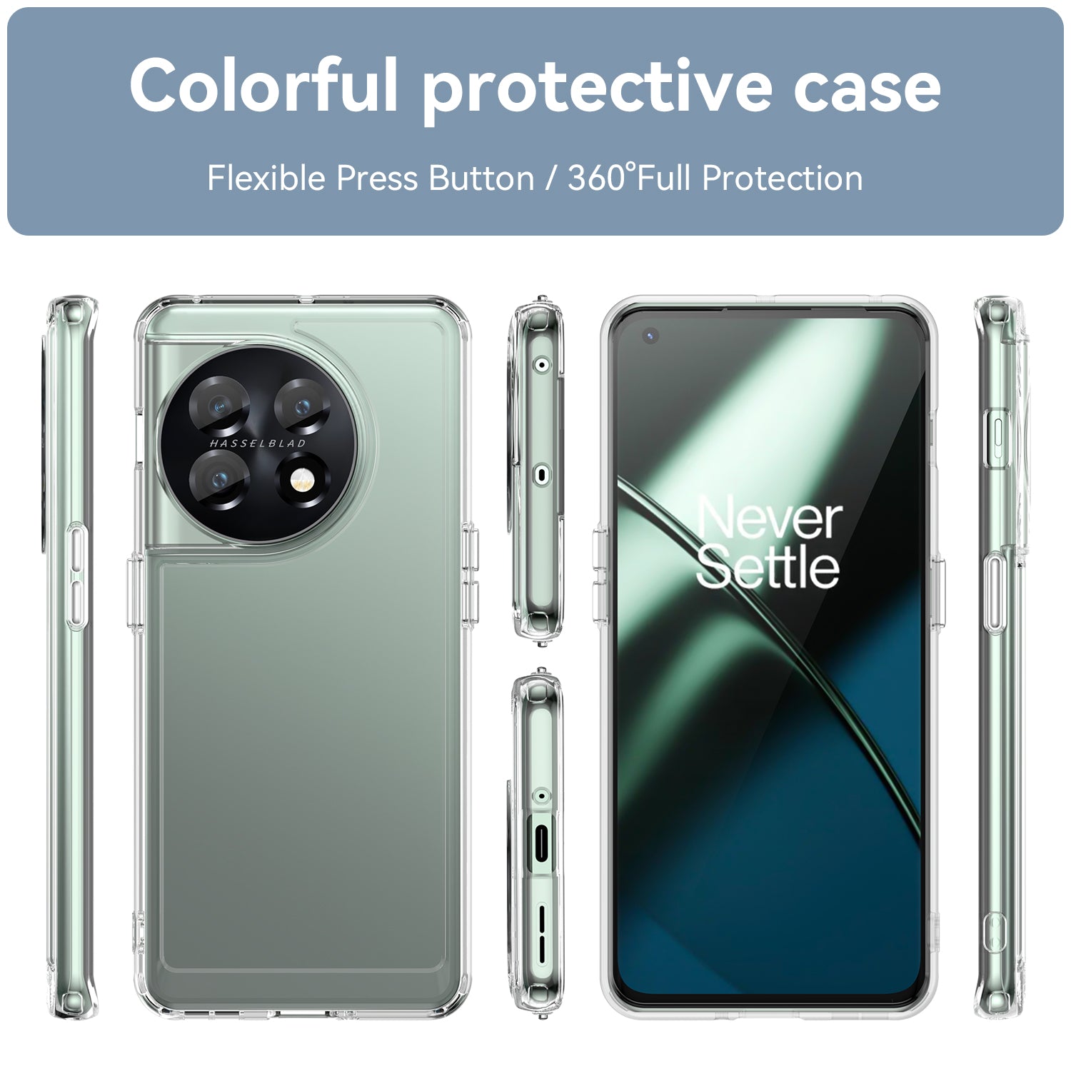 Candy Series Phone Cover for OnePlus 11 5G , Soft TPU Cell Phone Protective Case - Transparent