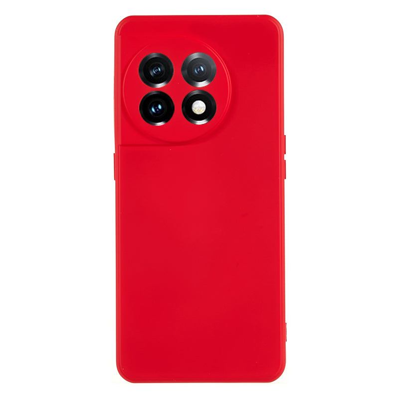 For OnePlus 11 5G TPU Phone Case Smooth Touch Rubberized Cover with Fiber Lining - Red