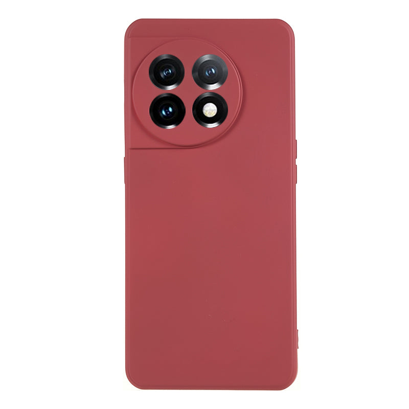 For OnePlus 11 5G TPU Phone Case Smooth Touch Rubberized Cover with Fiber Lining - Hawthorn Red