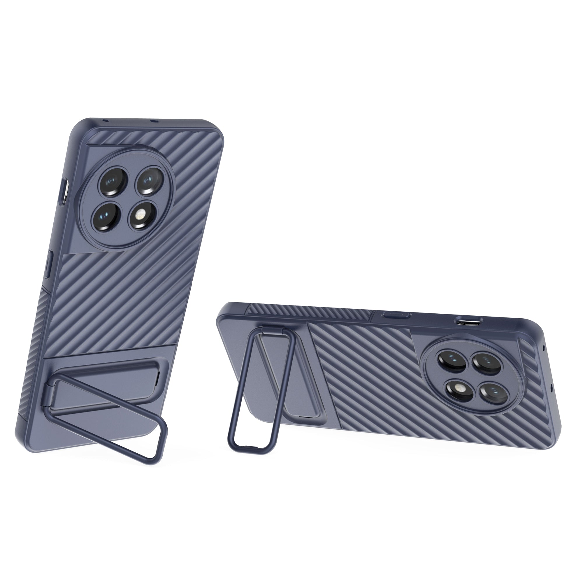 For OnePlus 11 5G Rugged Anti-Drop TPU Case Kickstand Scratch Resistant Phone Cover - Dark Blue