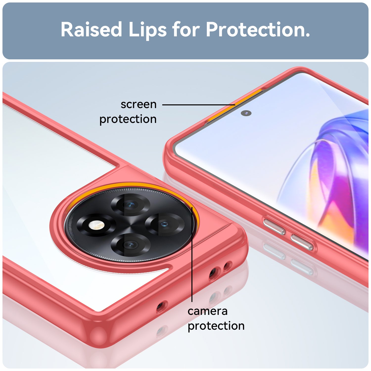 Clear Phone Shell for OnePlus Ace 2 5G / 11R 5G Drop-proof TPU+Acrylic Phone Case Protective Cover - Red
