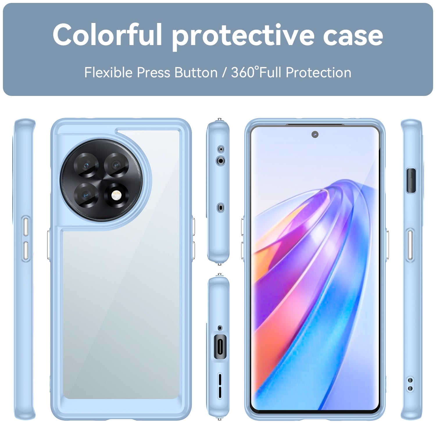 Clear Phone Shell for OnePlus Ace 2 5G / 11R 5G Drop-proof TPU+Acrylic Phone Case Protective Cover - Blue