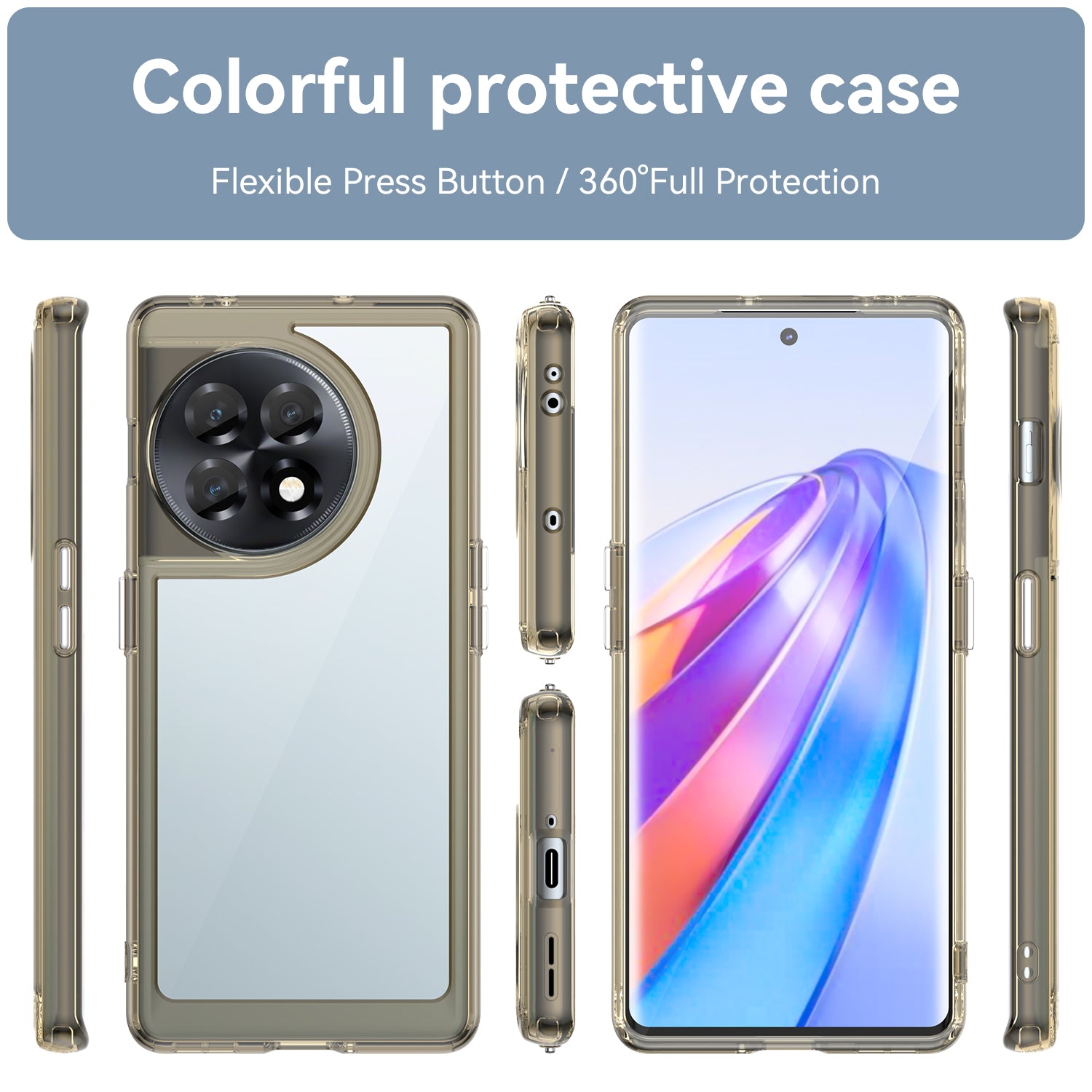 Clear Phone Shell for OnePlus Ace 2 5G / 11R 5G Drop-proof TPU+Acrylic Phone Case Protective Cover - Transparent Grey