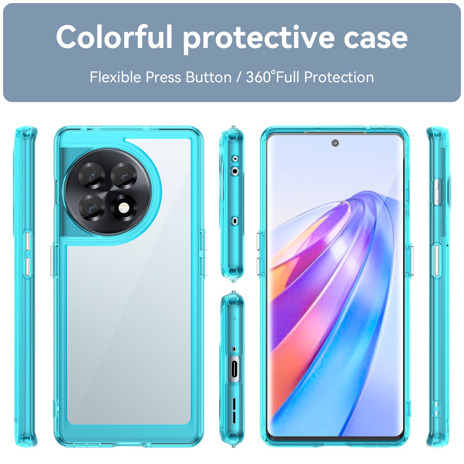 Clear Phone Shell for OnePlus Ace 2 5G / 11R 5G Drop-proof TPU+Acrylic Phone Case Protective Cover - Transparent Blue