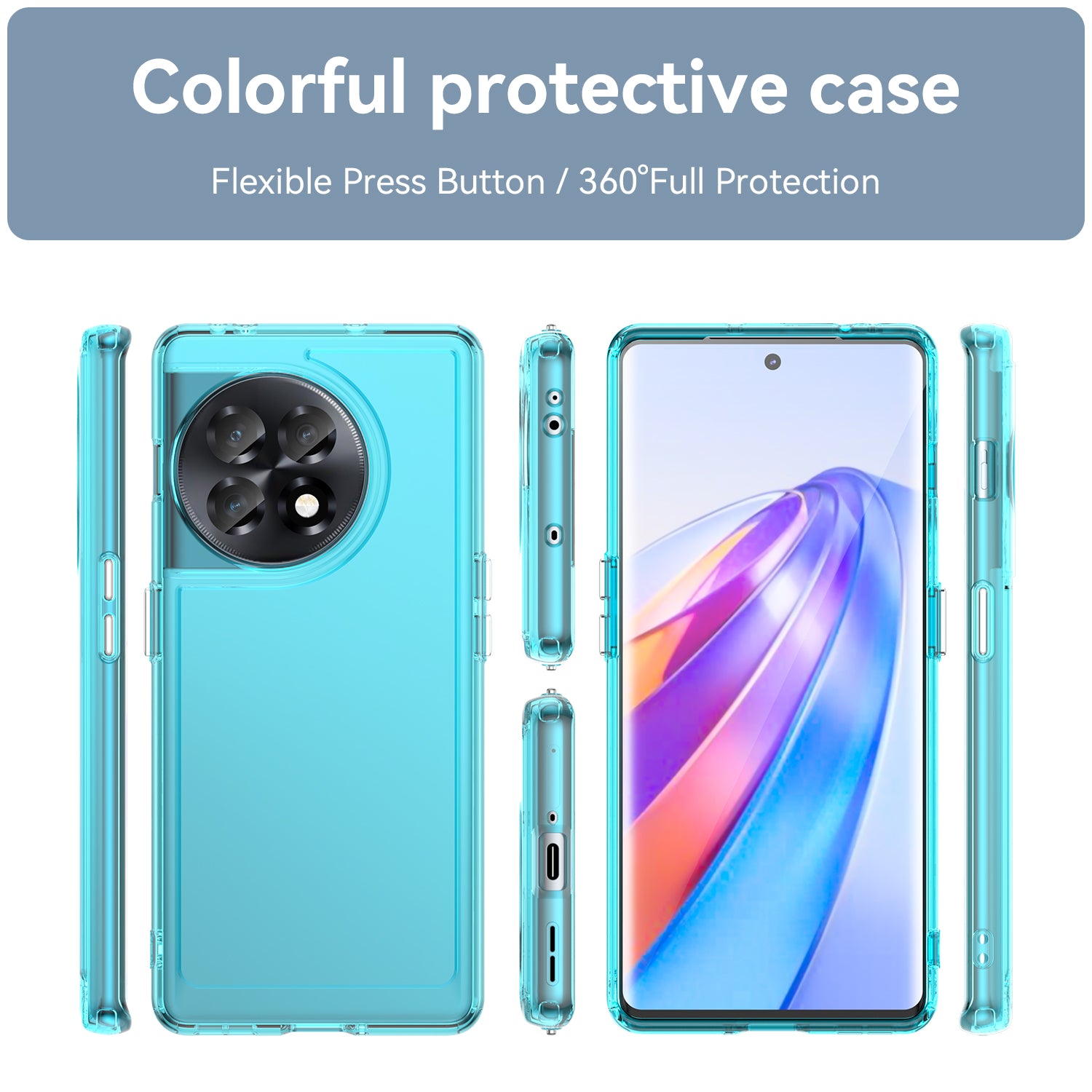 Candy Series For OnePlus Ace 2 5G / 11R 5G Shockproof TPU Phone Cover Soft Cell Phone Case - Transparent Blue