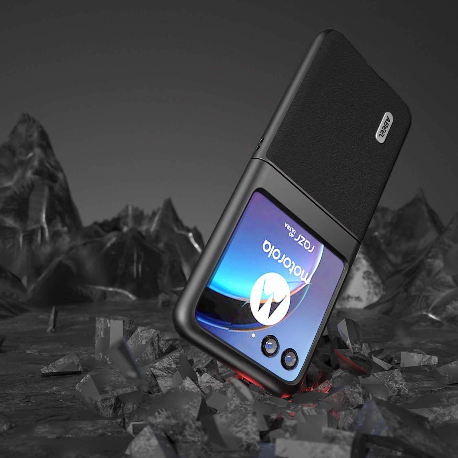 Uniqkart For Motorola Razr 40 Ultra 5G Genuine Cow Leather + Hard PC Shell Anti-scratch Phone Case - Black