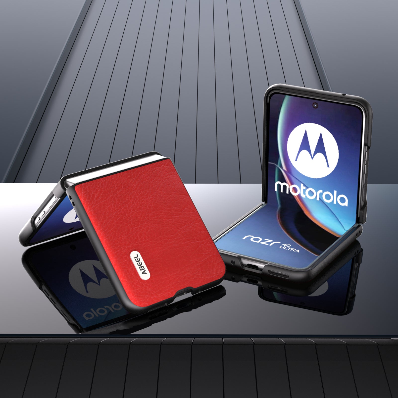 Uniqkart For Motorola Razr 40 Ultra 5G PU Leather + Hard PC Anti-Slip Phone Case Retro Litchi Texture Protective Cover - Red