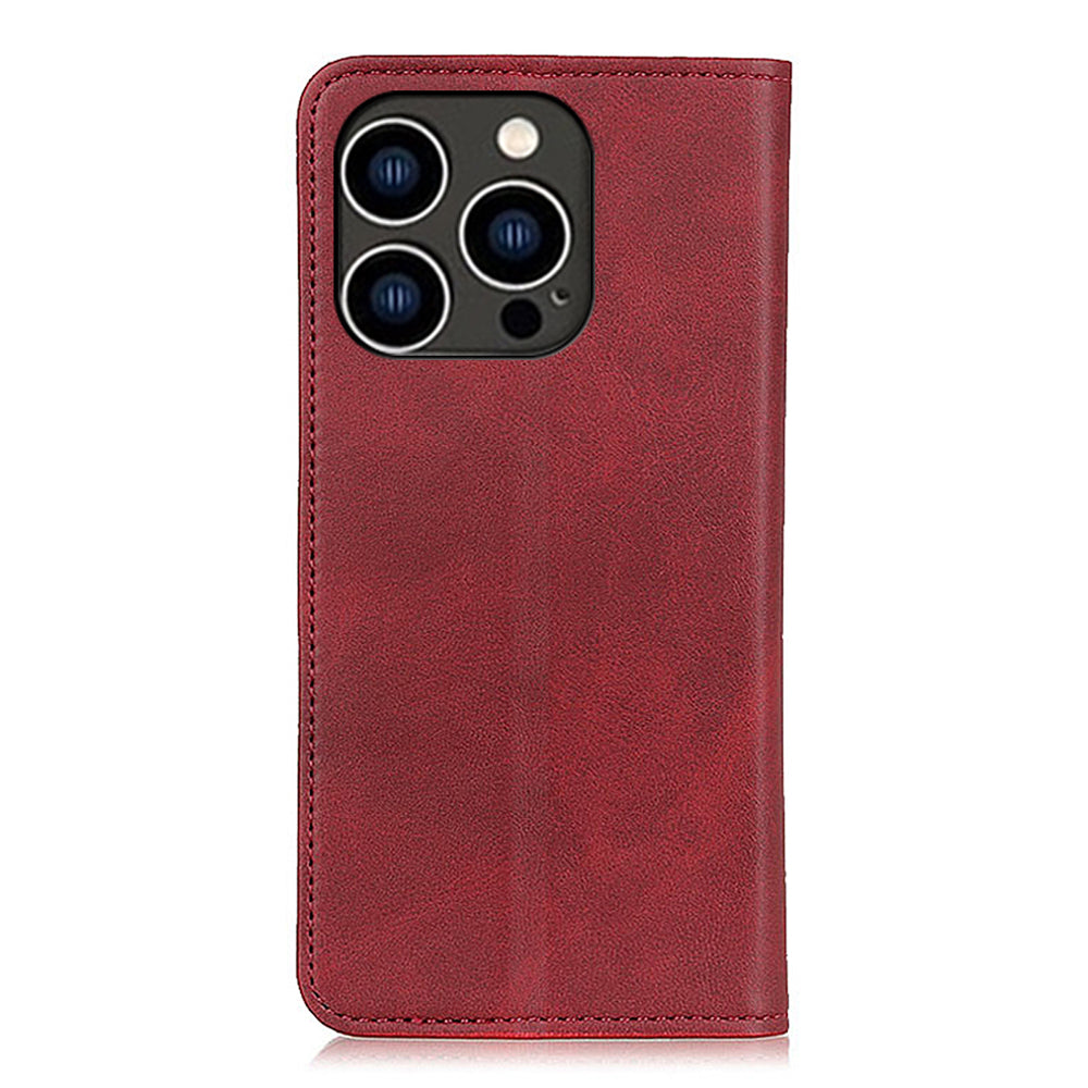 Wallet Phone Cover for iPhone 15 Pro , Stand Split Leather Drop-proof Phone Case - Red