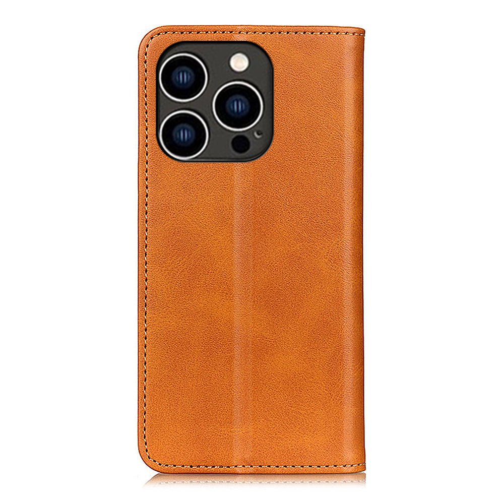 Wallet Phone Cover for iPhone 15 Pro , Stand Split Leather Drop-proof Phone Case - Brown