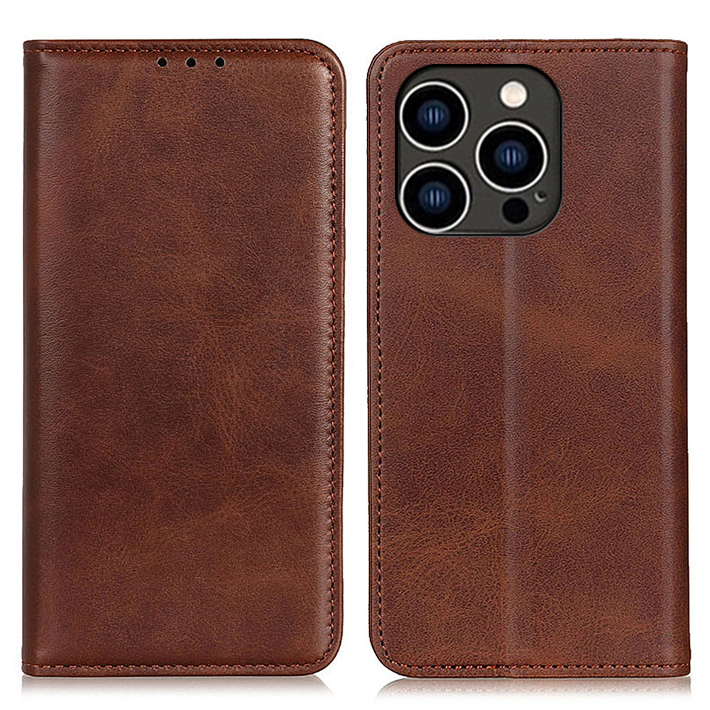 Wallet Phone Cover for iPhone 15 Pro , Stand Split Leather Drop-proof Phone Case - Coffee