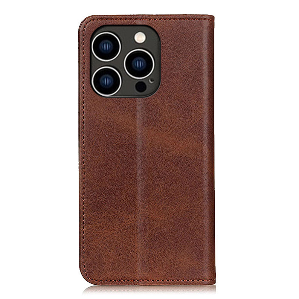 Wallet Phone Cover for iPhone 15 Pro , Stand Split Leather Drop-proof Phone Case - Coffee