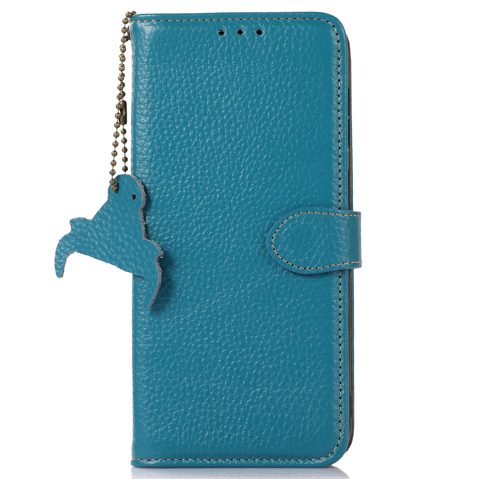 Wallet Phone Case for iPhone 15 Pro Max RFID Blocking Litchi Texture Genuine Cow Leather Flip Cover - Blue